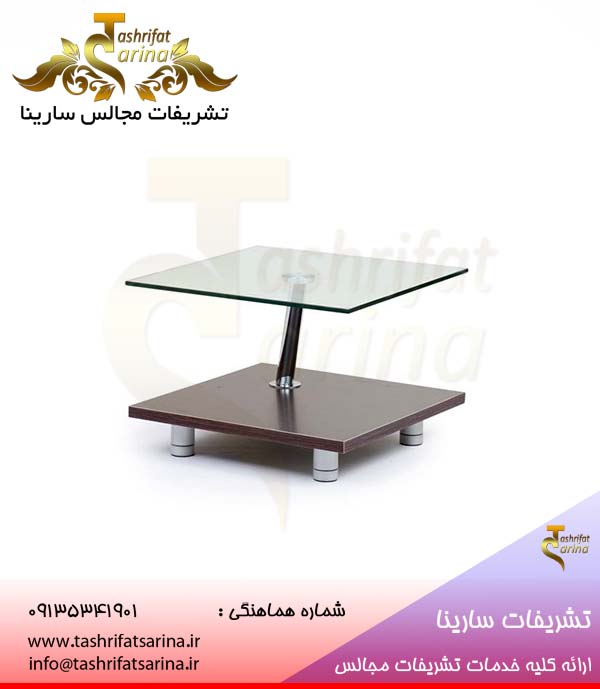 میز عسلی شیشه ای تک پایه
